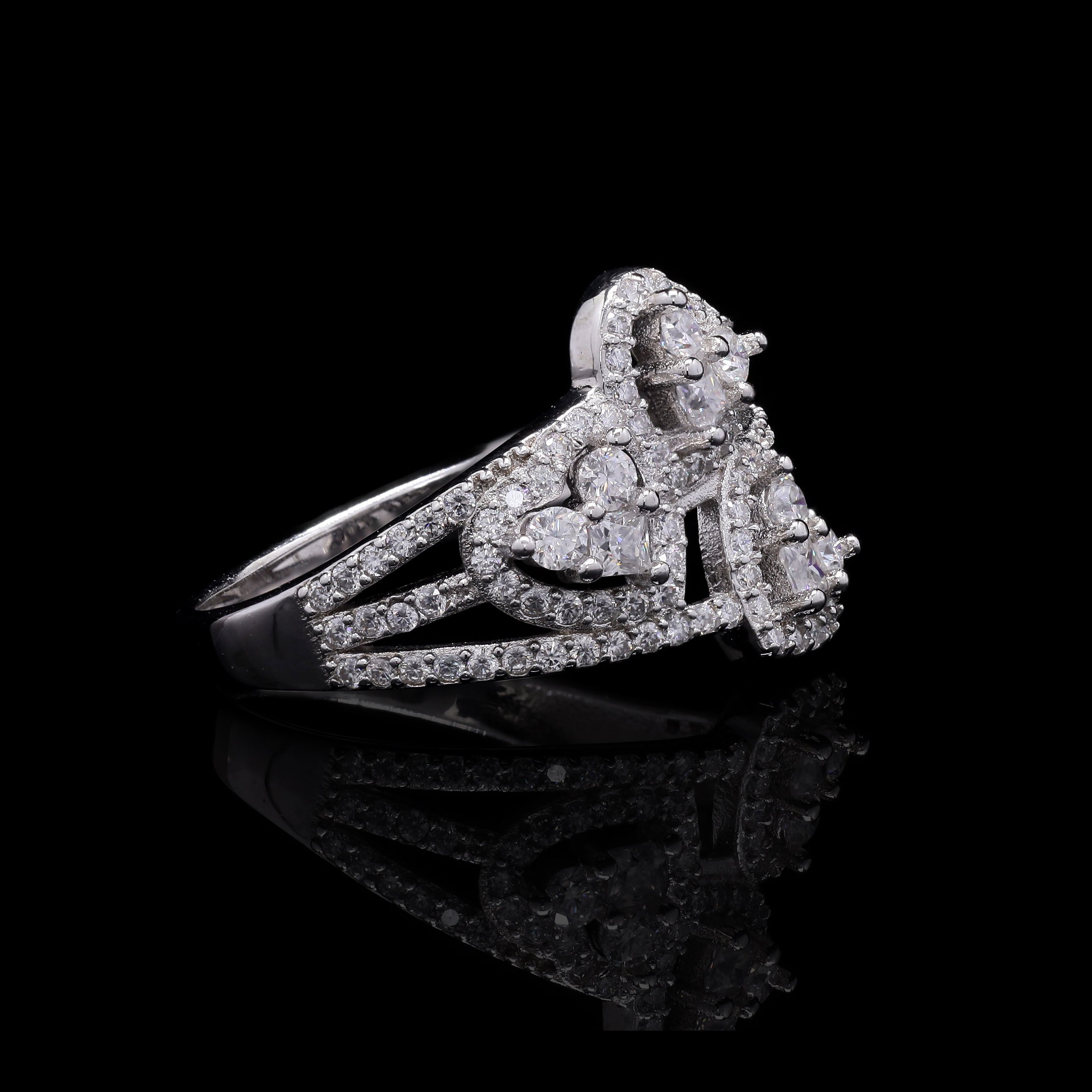 Trinity Hearts 1.04ct Moissanite Ring – Triple Heart Pavé Design