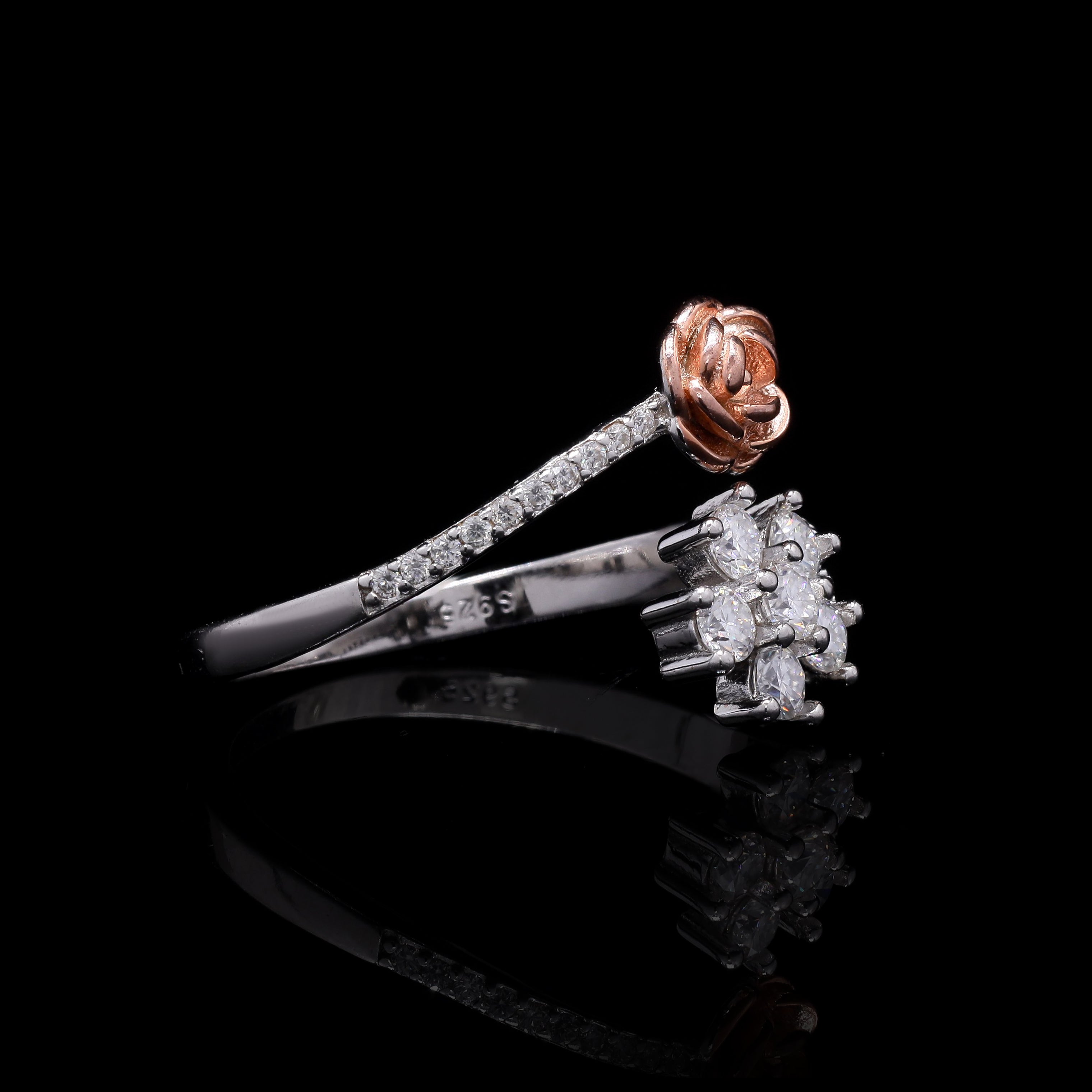 Rose Blossom Moissanite Dual-Tone Ring – 0.5ct Total