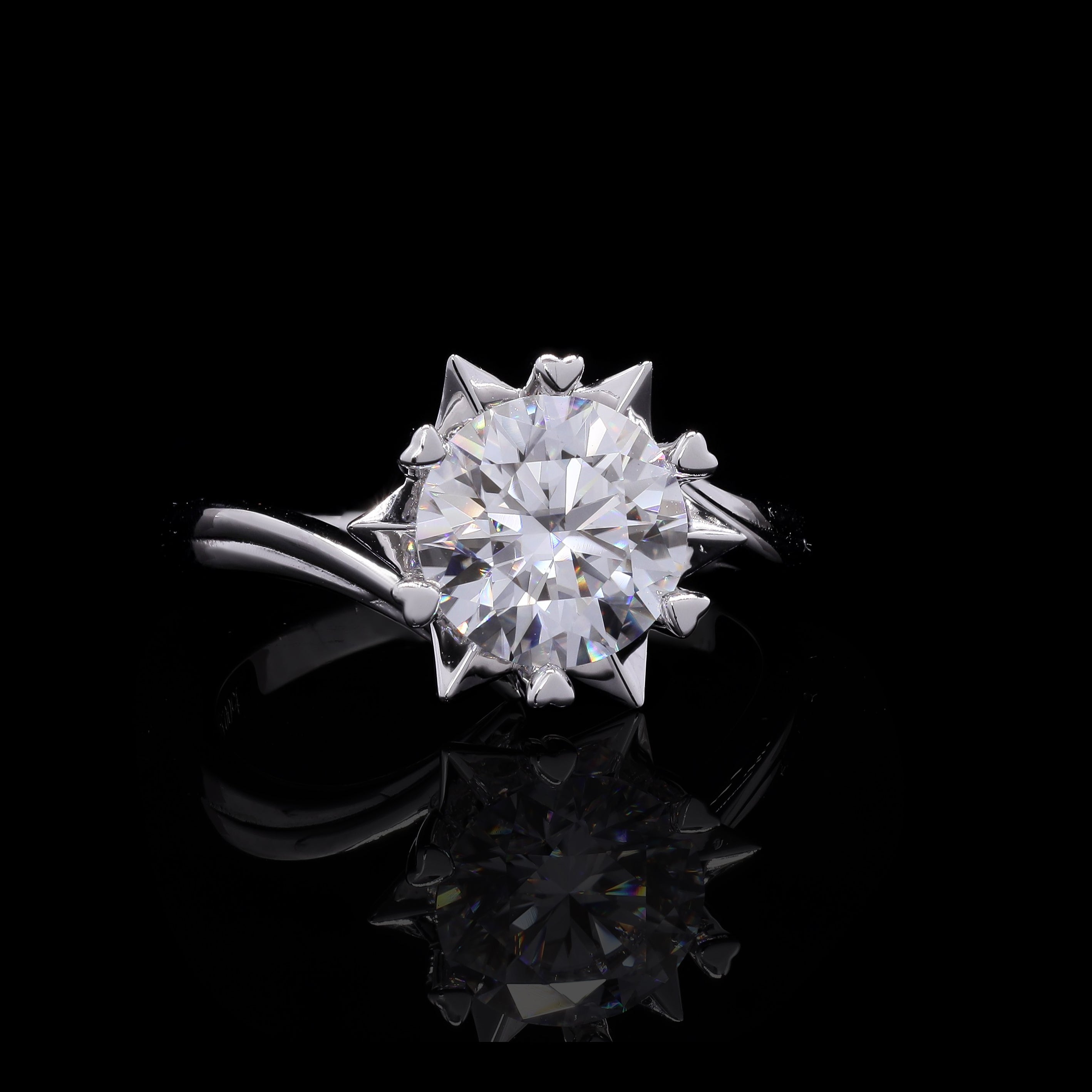 Starlight Radiance 1.5ct Moissanite Solitaire Ring – Sunburst Setting