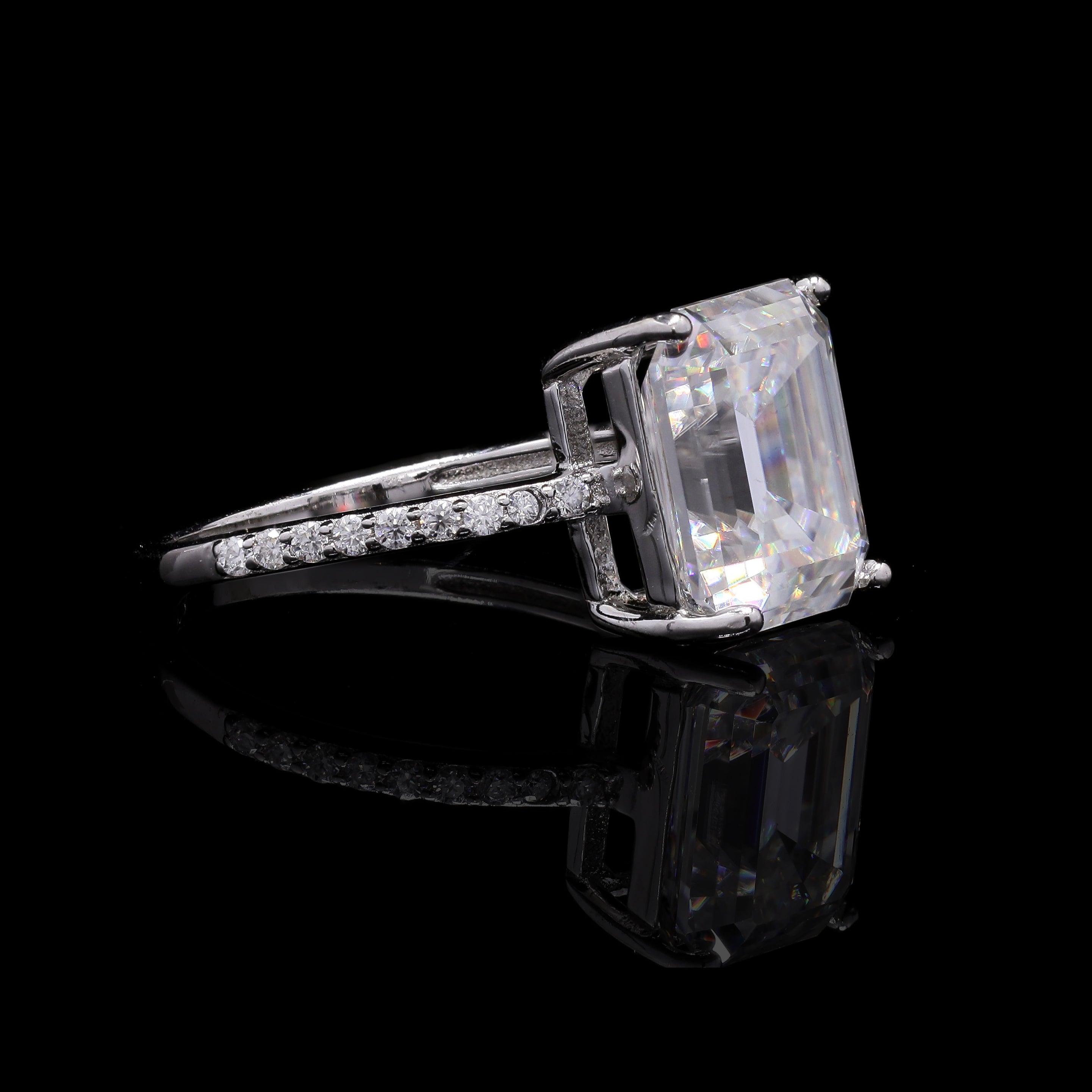 Emerald Grace 3.68ct Moissanite Engagement Ring – Emerald Cut Centerstone