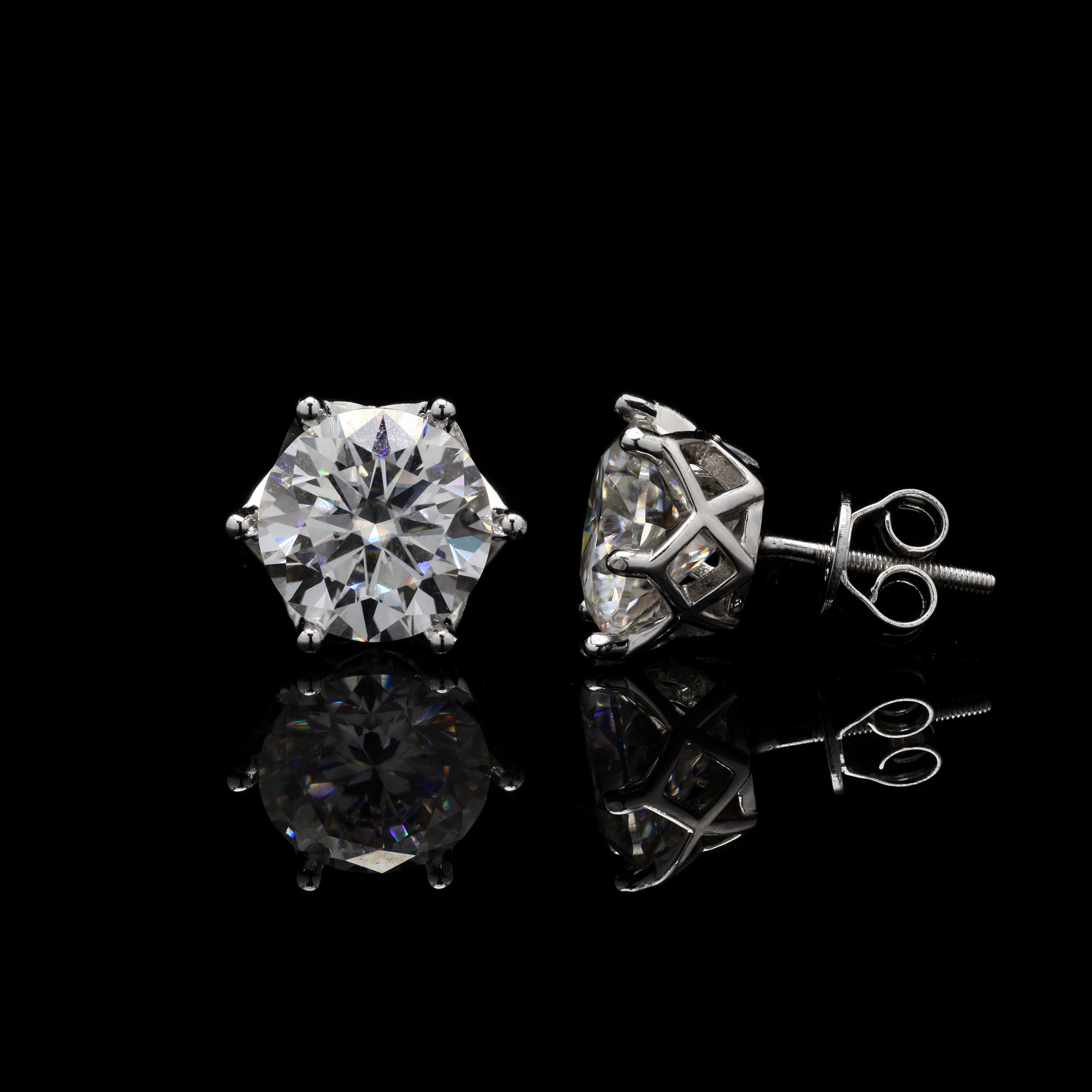 Brilliant Aura 4ct Moissanite Stud Earrings – Classic Round-Cut Fire &amp; Elegance
