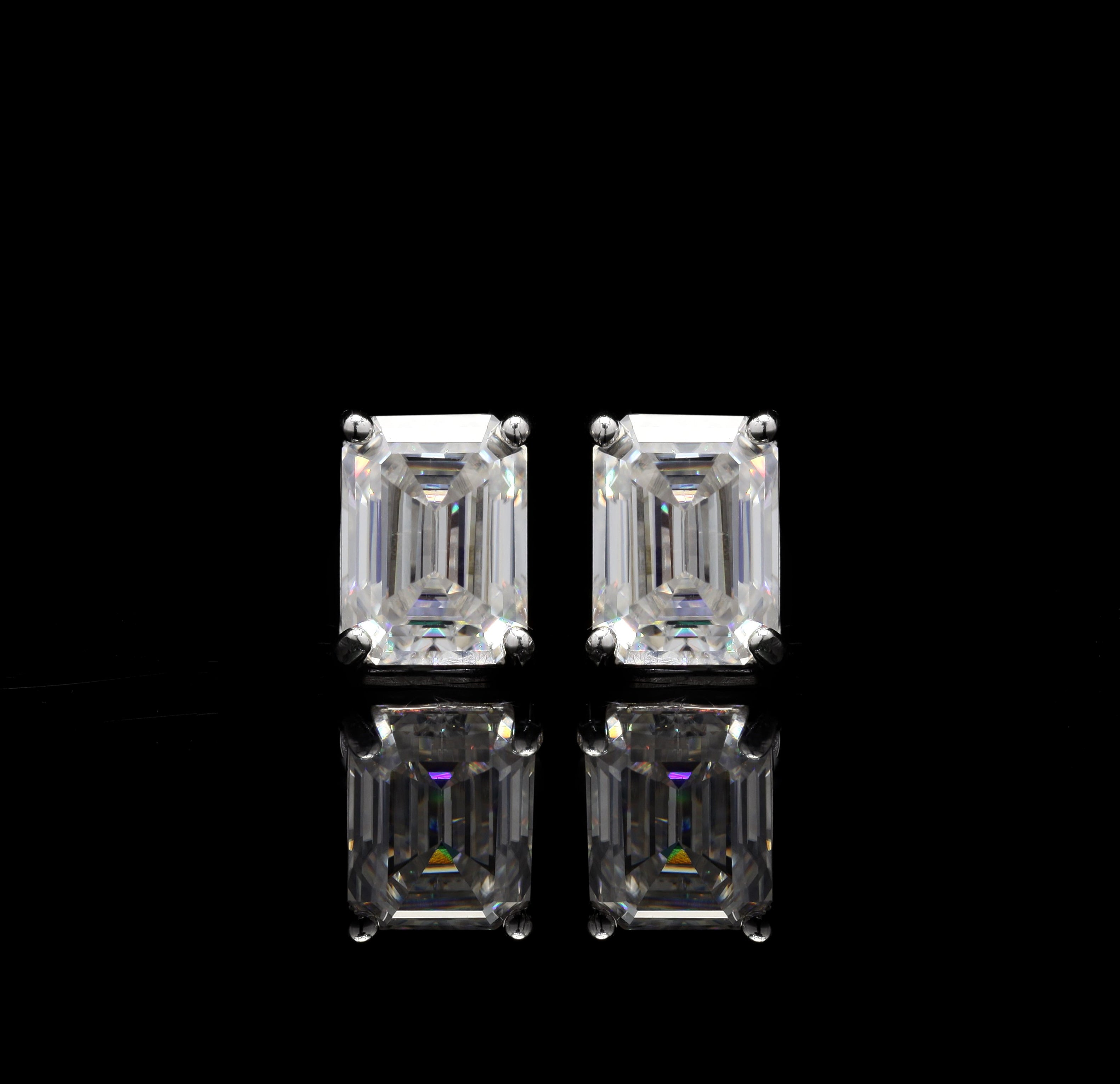 Emerald Radiance 2ct Moissanite Stud Earrings – Classic Emerald Cut Brilliance