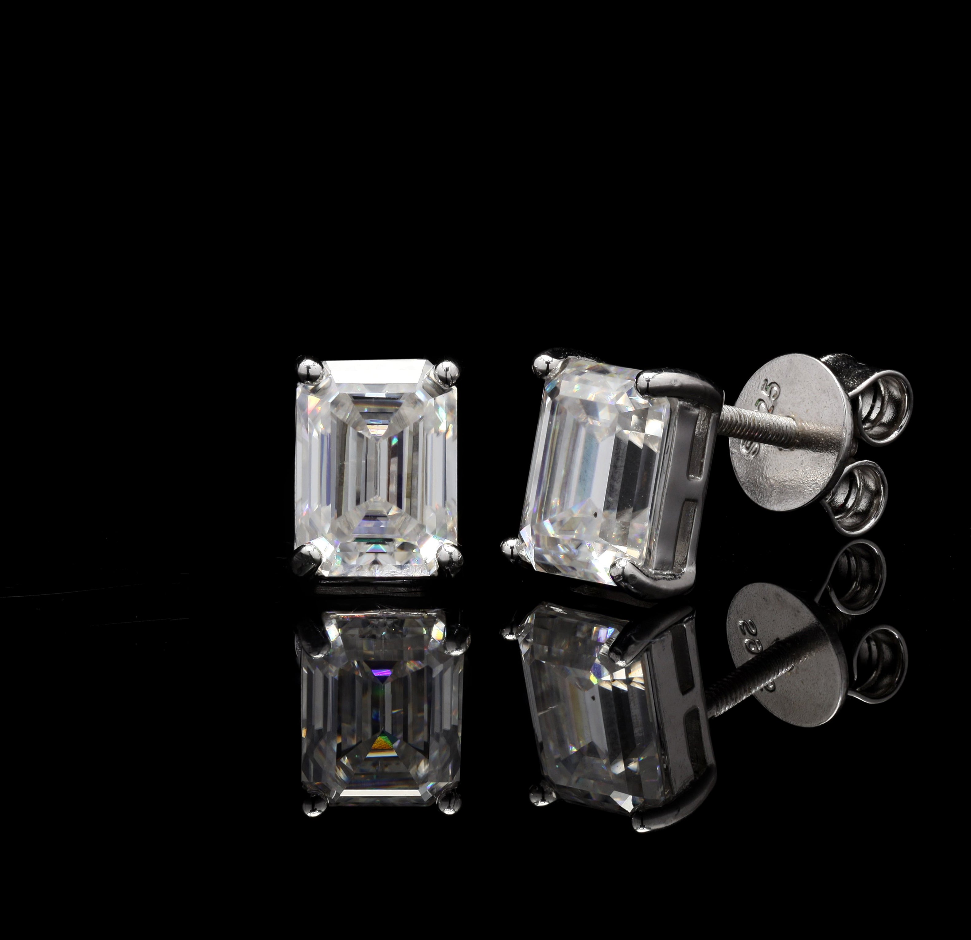 Emerald Radiance 2ct Moissanite Stud Earrings – Classic Emerald Cut Brilliance
