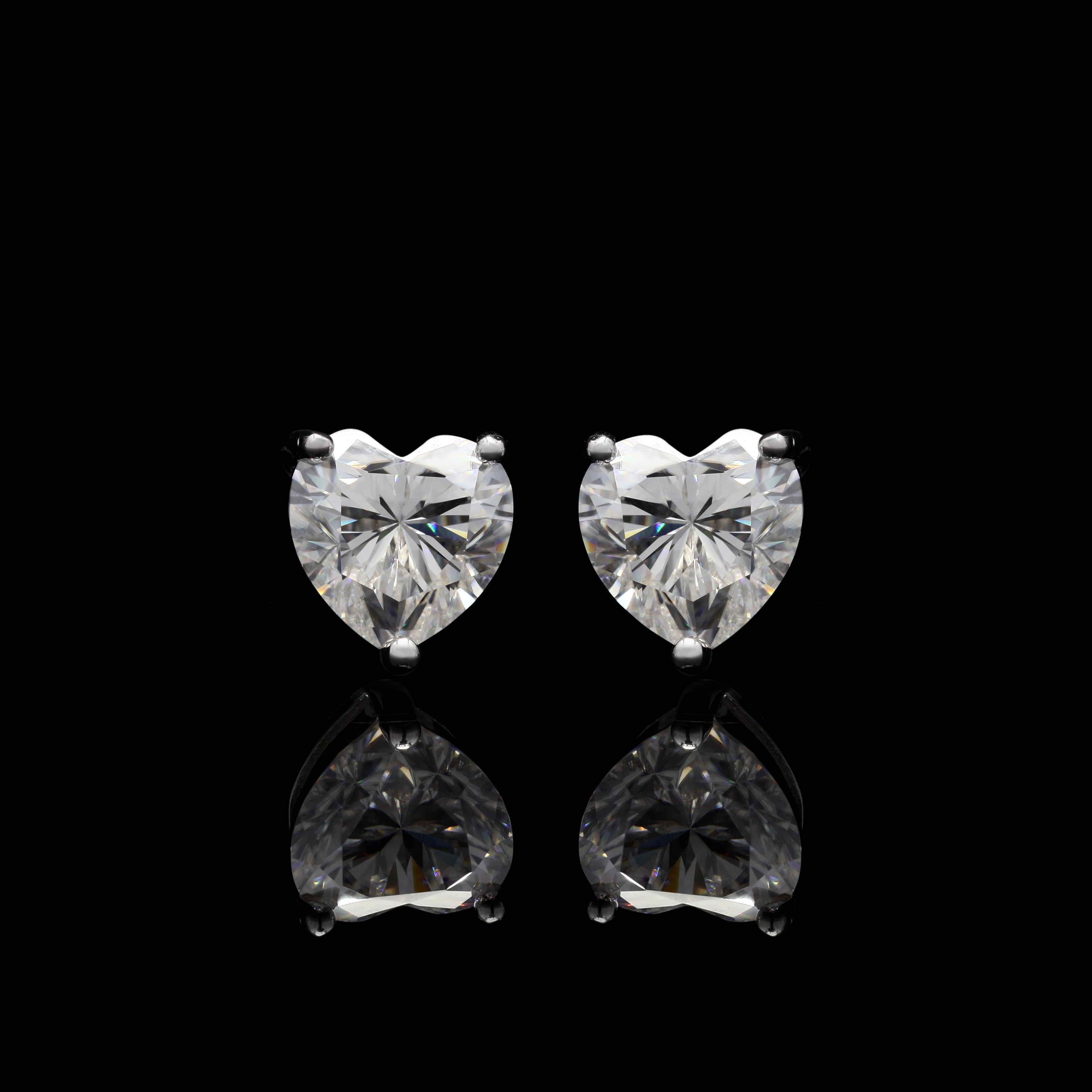 Heart of Light 2ct Moissanite Stud Earrings – Romantic Heart Cut Design