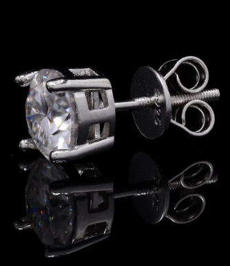 Pure Brilliance 2ct Moissanite Stud Earrings – Classic Round Cut Solitaire