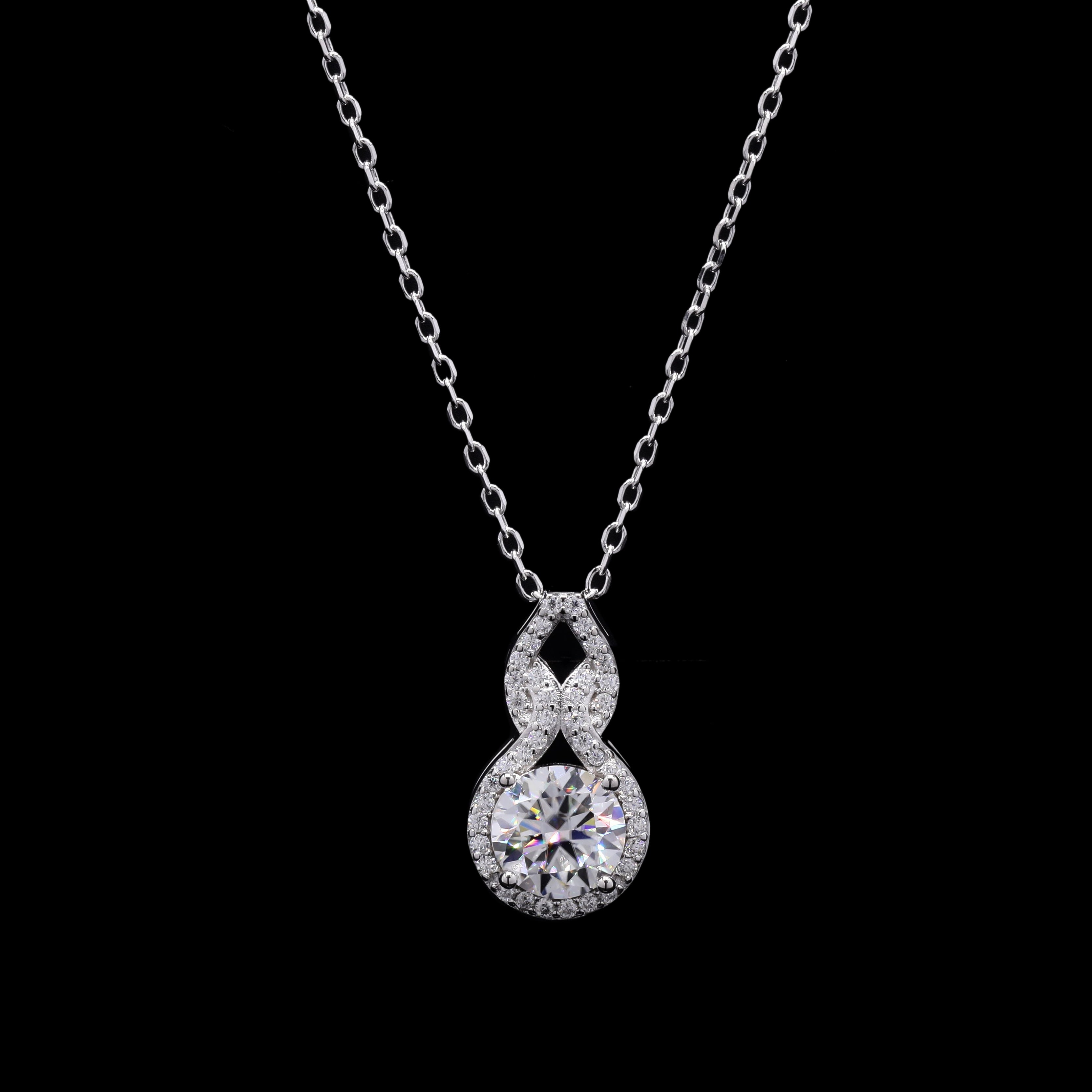 Eternal Grace 1.75ct Moissanite Pendant Necklace – Infinity Halo Design